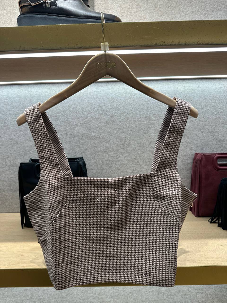 Houndstooth Tweed Crop Top