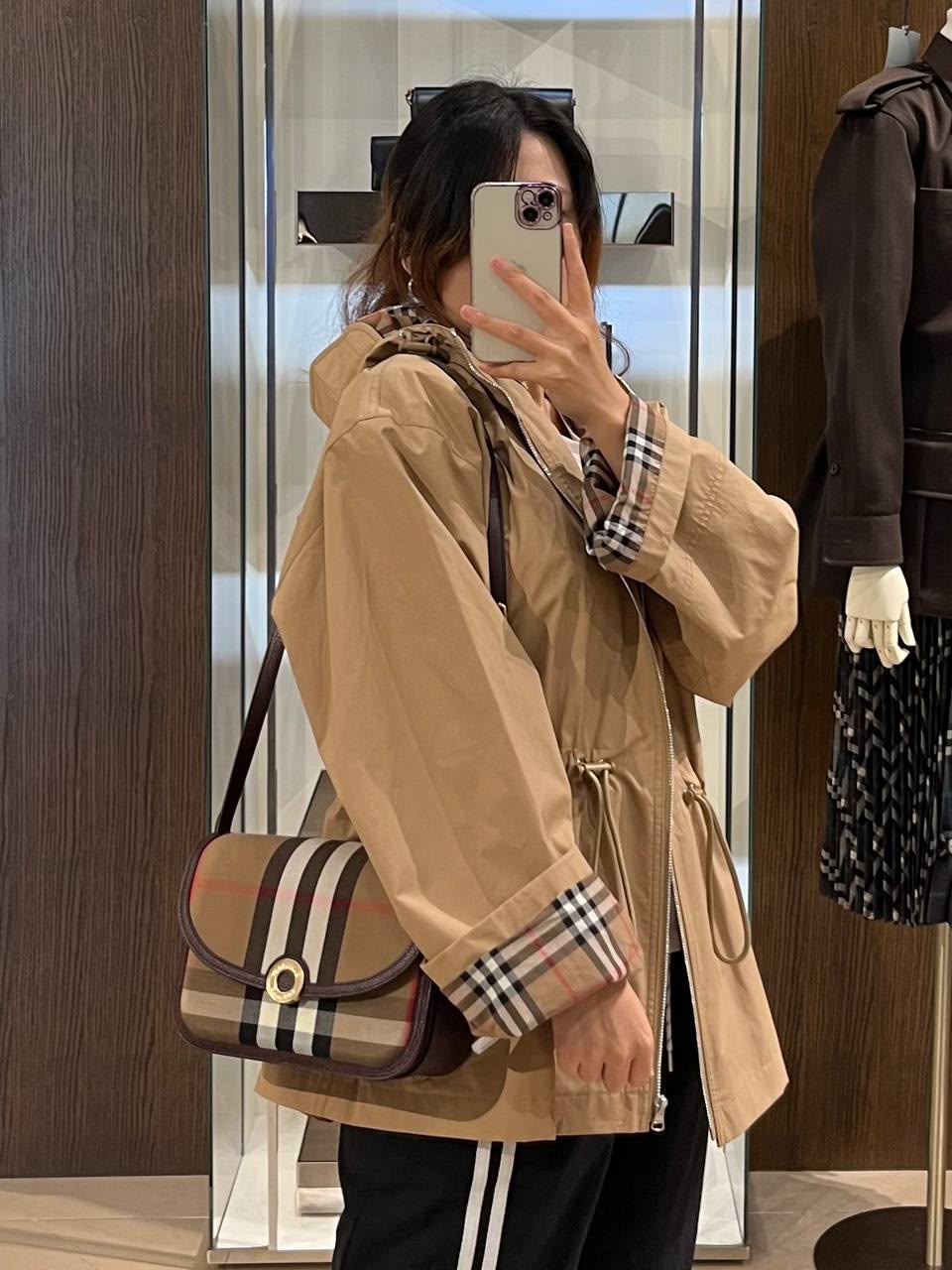 Vintage Check Detail Hooded Jacket