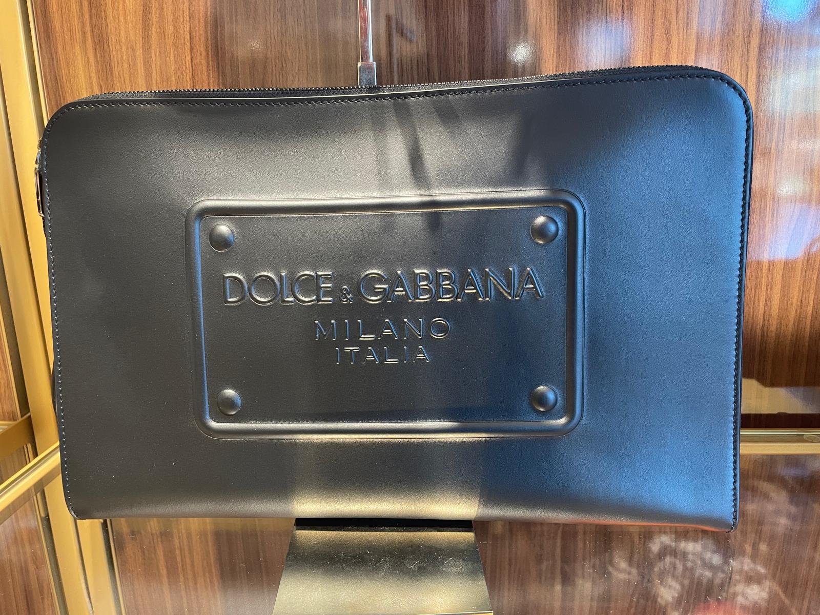 Logo Plaque Leather Pouch