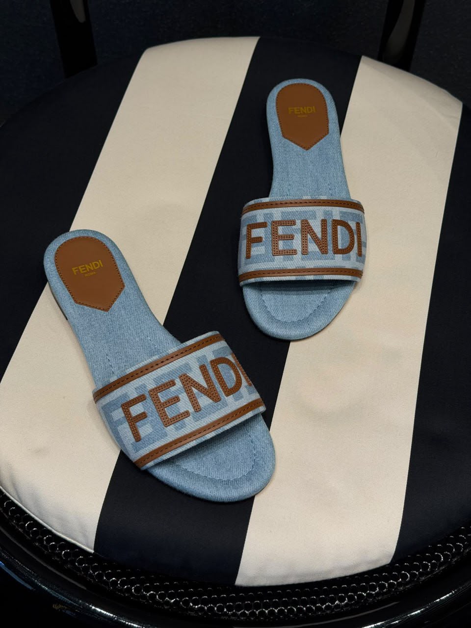 Denim Slide Sandals