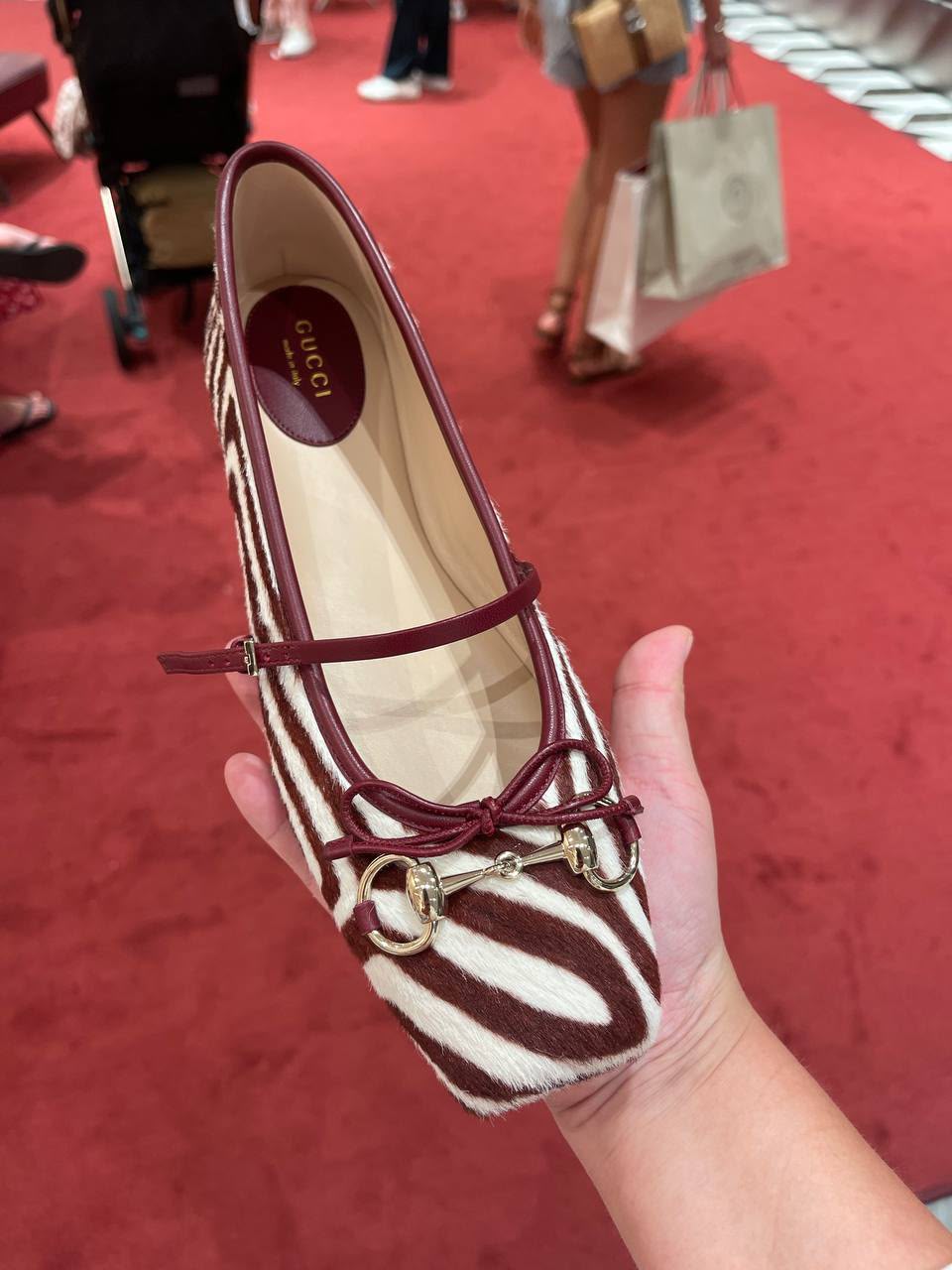 Horsebit Ballet Flat in Zebra Print Haircalf