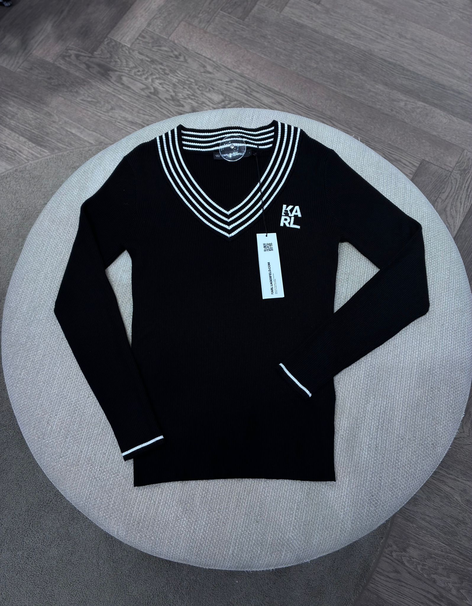 Karl Lagerfeld V-Neck Ribbed Sweater
