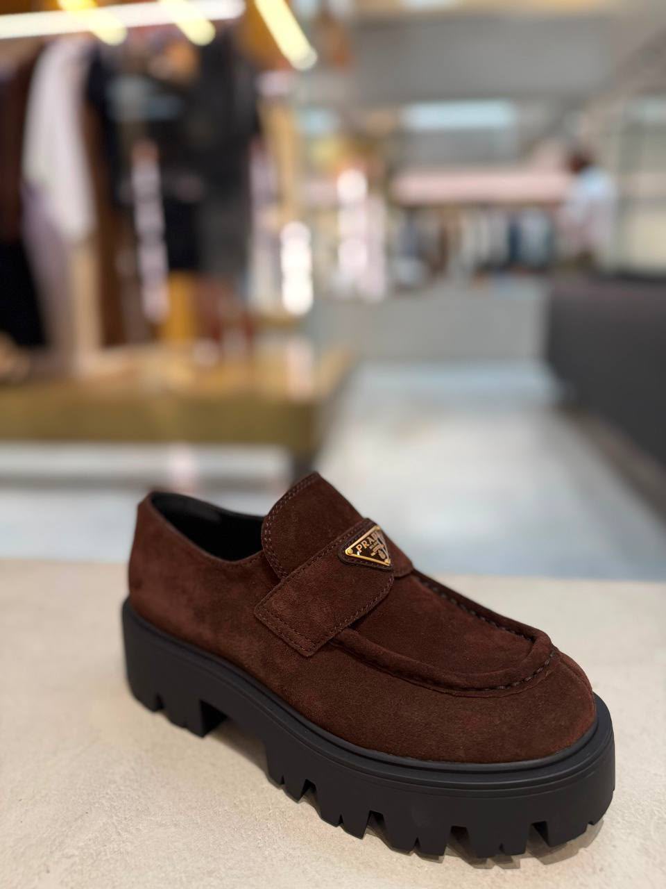 Suede Loafers with Lug Sole