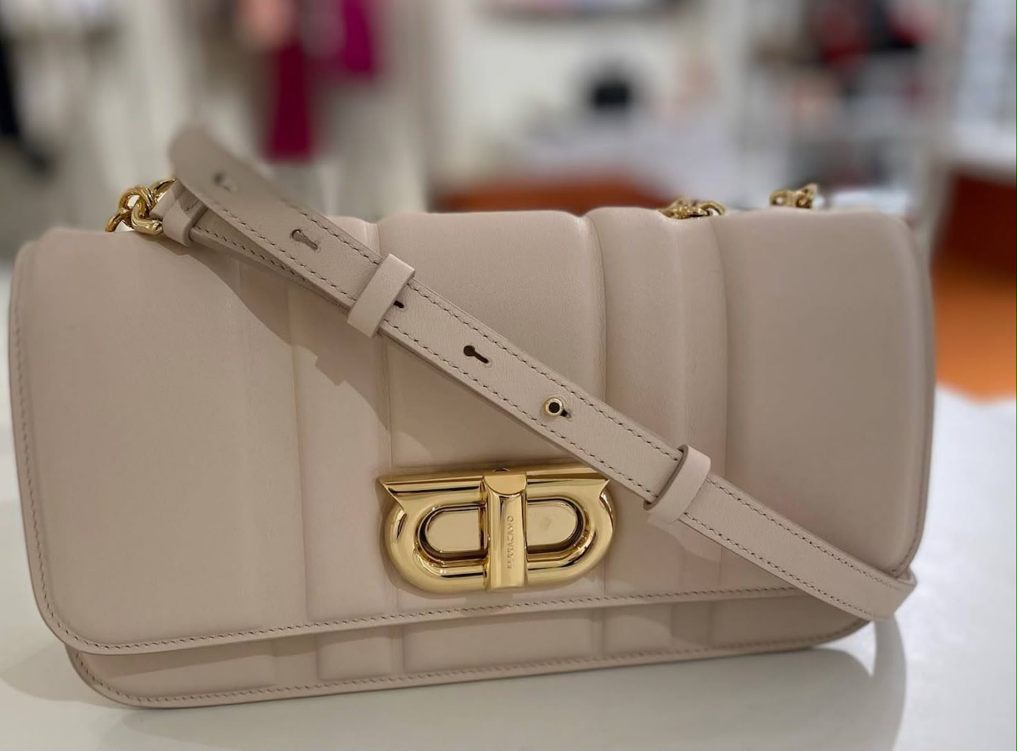 Ferragamo Gancini Quilted Shoulder Bag