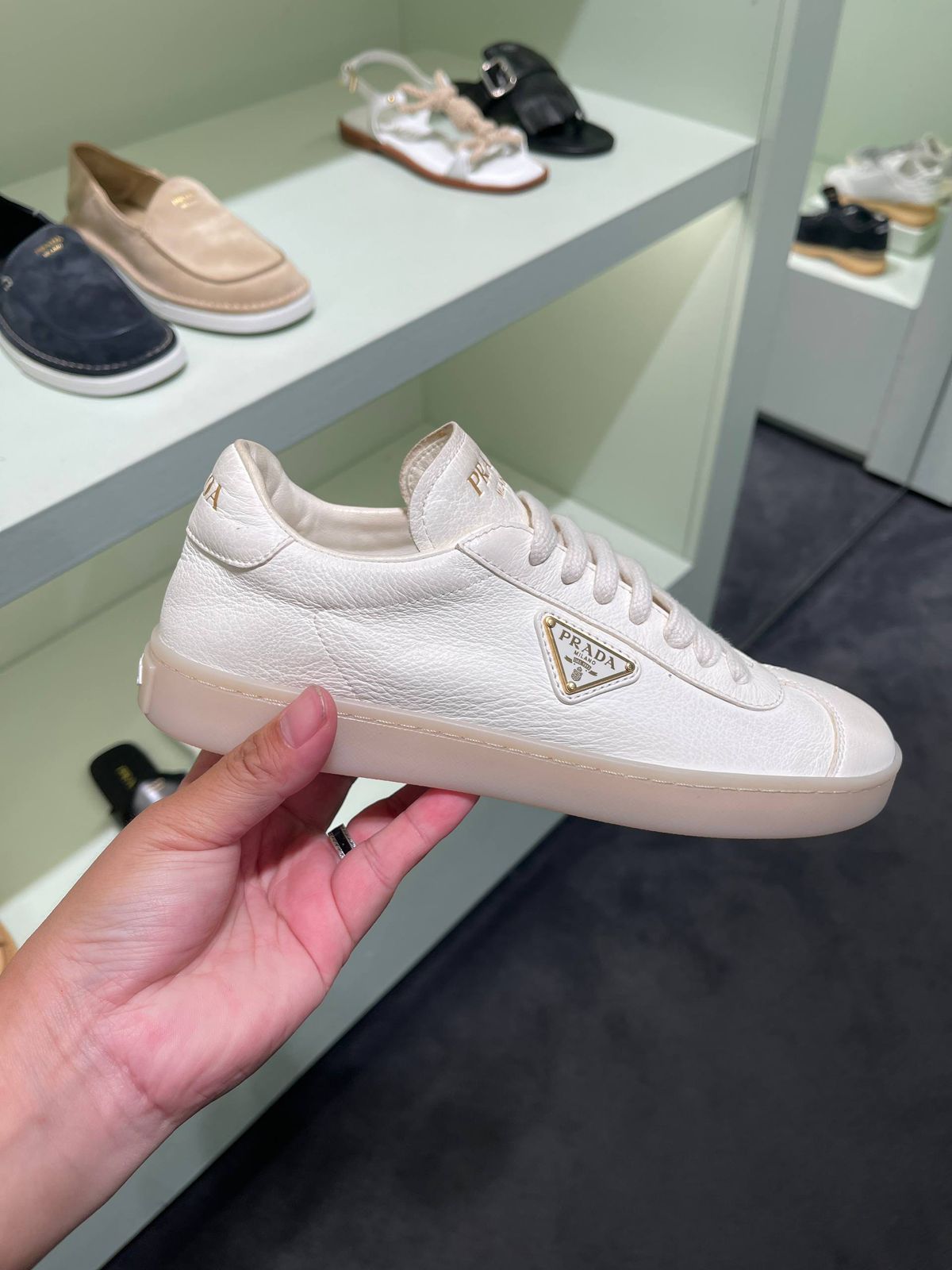 Prada Downtown Leather Sneakers