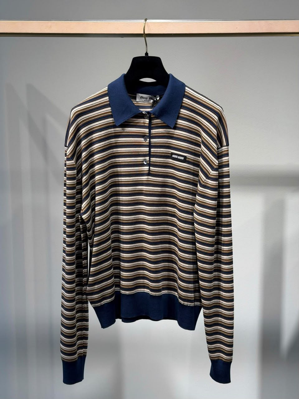 Striped Knit Polo Shirt