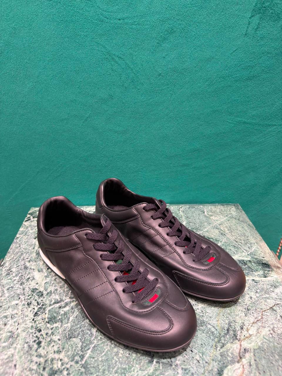 Men's Leather Sneaker with Web