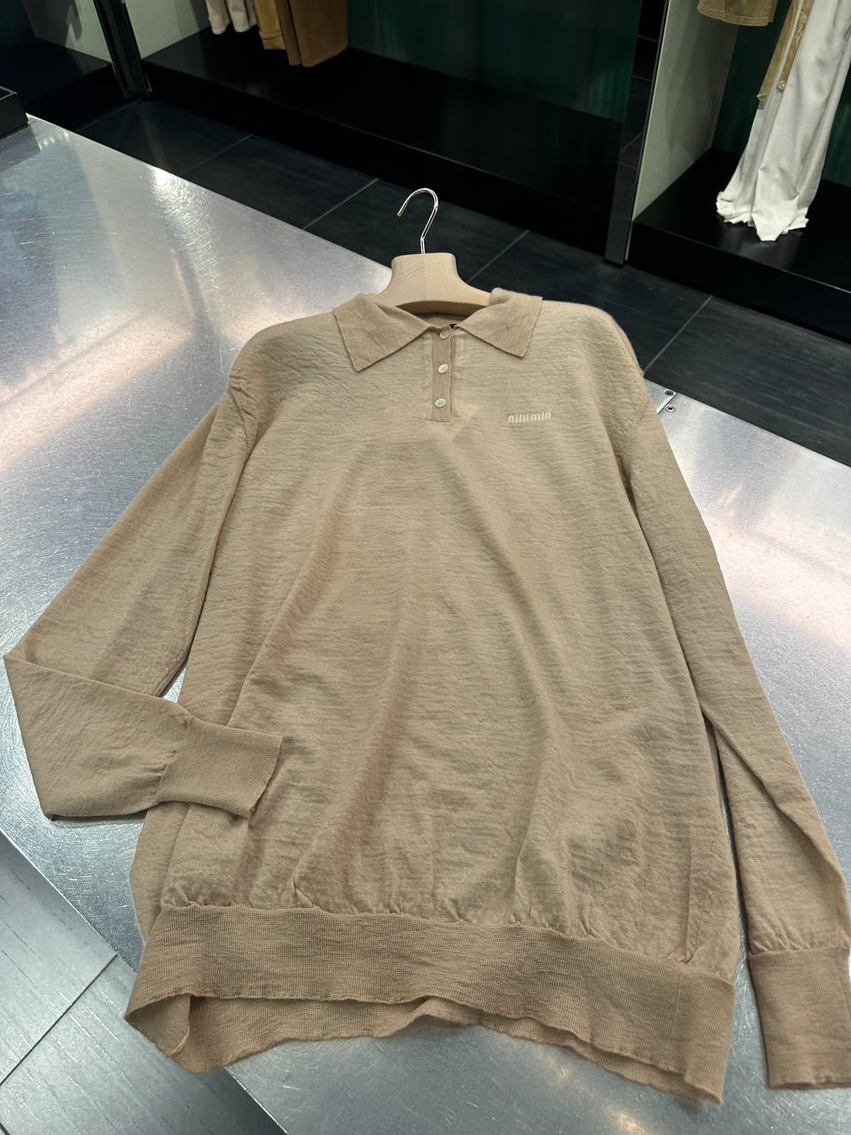 Long-sleeve polo sweater