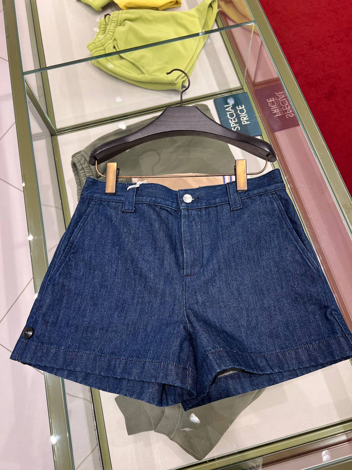 Horsebit denim shorts