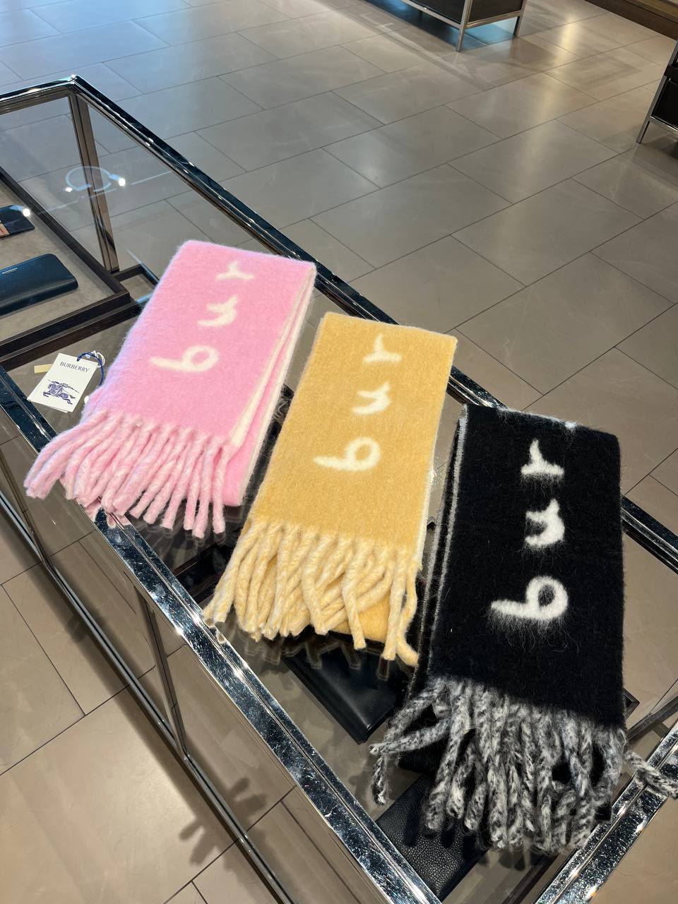 Logo Intarsia Brushed Wool Blend Scarf