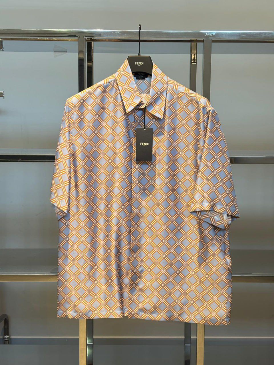 Silk Shirt with Diamond Motif