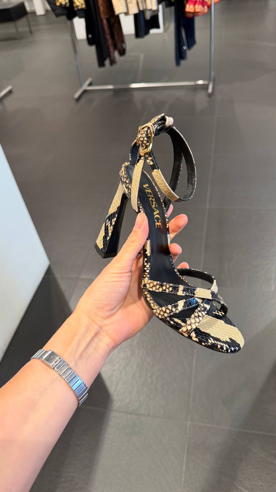Versace Snake-Effect Leather Sandals