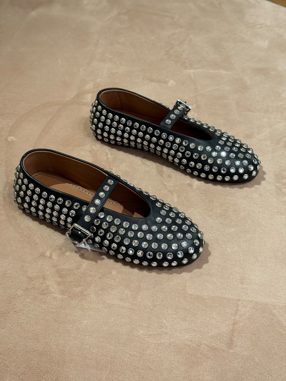 Crystal-Embellished Mary Jane Flats