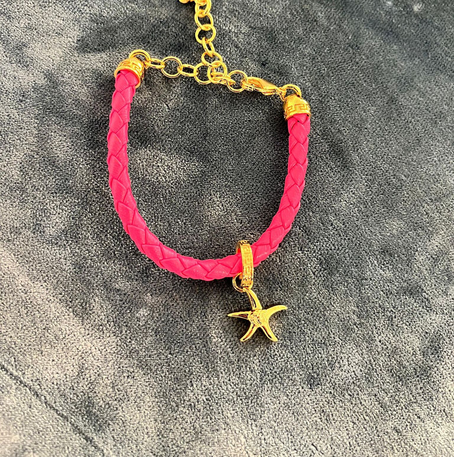 Braided Leather Starfish Charm Bracelet