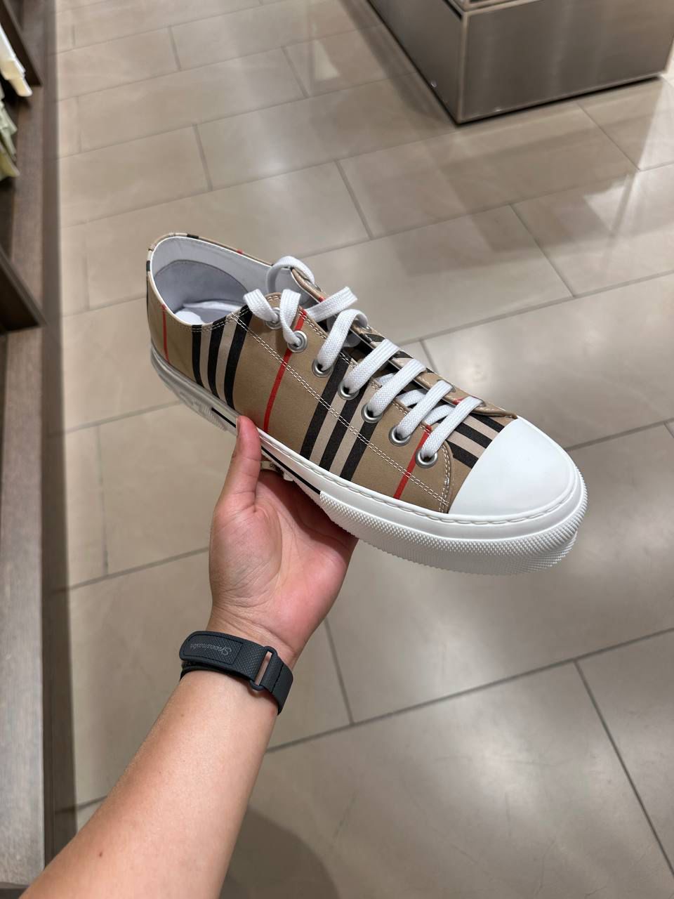 Vintage Check Cotton Sneakers