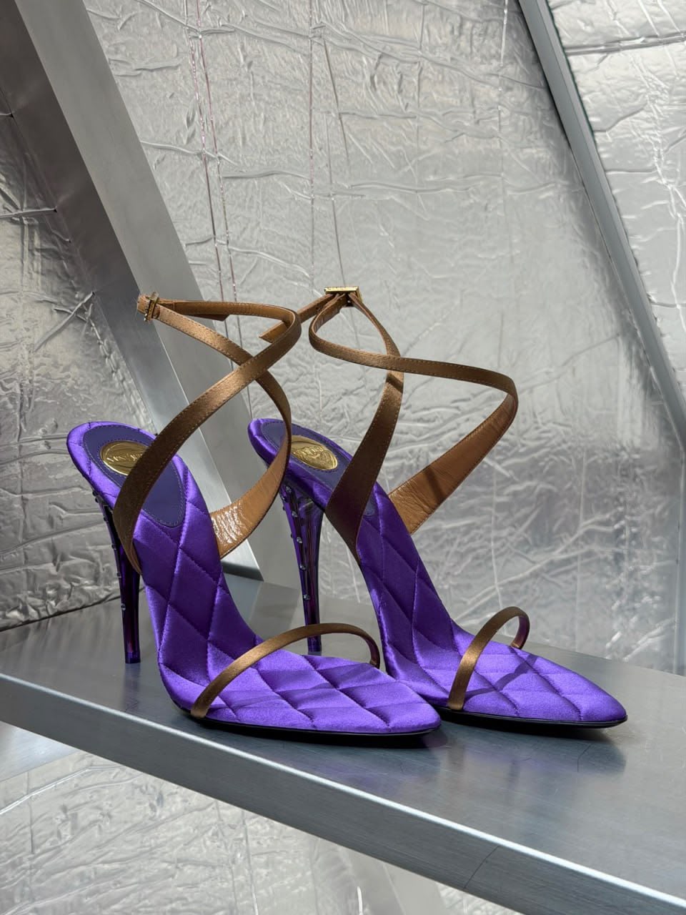 Medusa Aevitas Quilted Satin Sandals