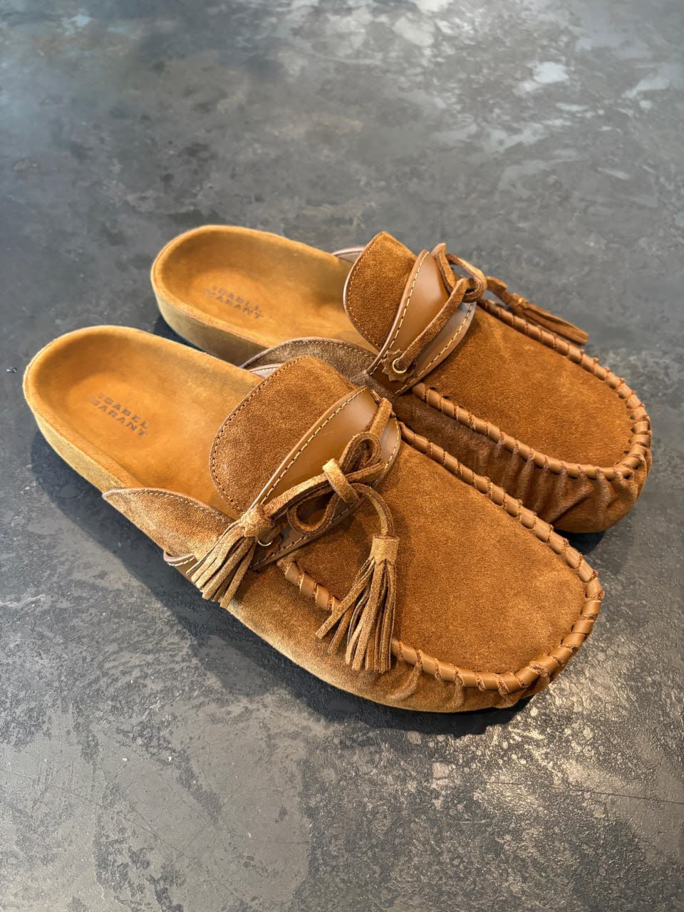 Fringed Suede Mules