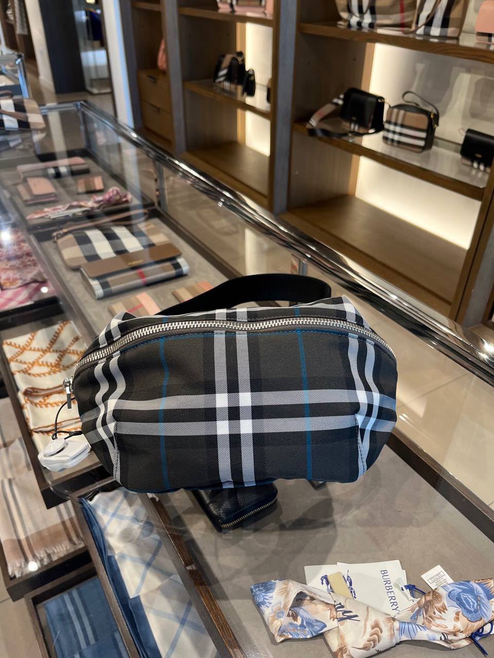 Check Nylon Bum Bag