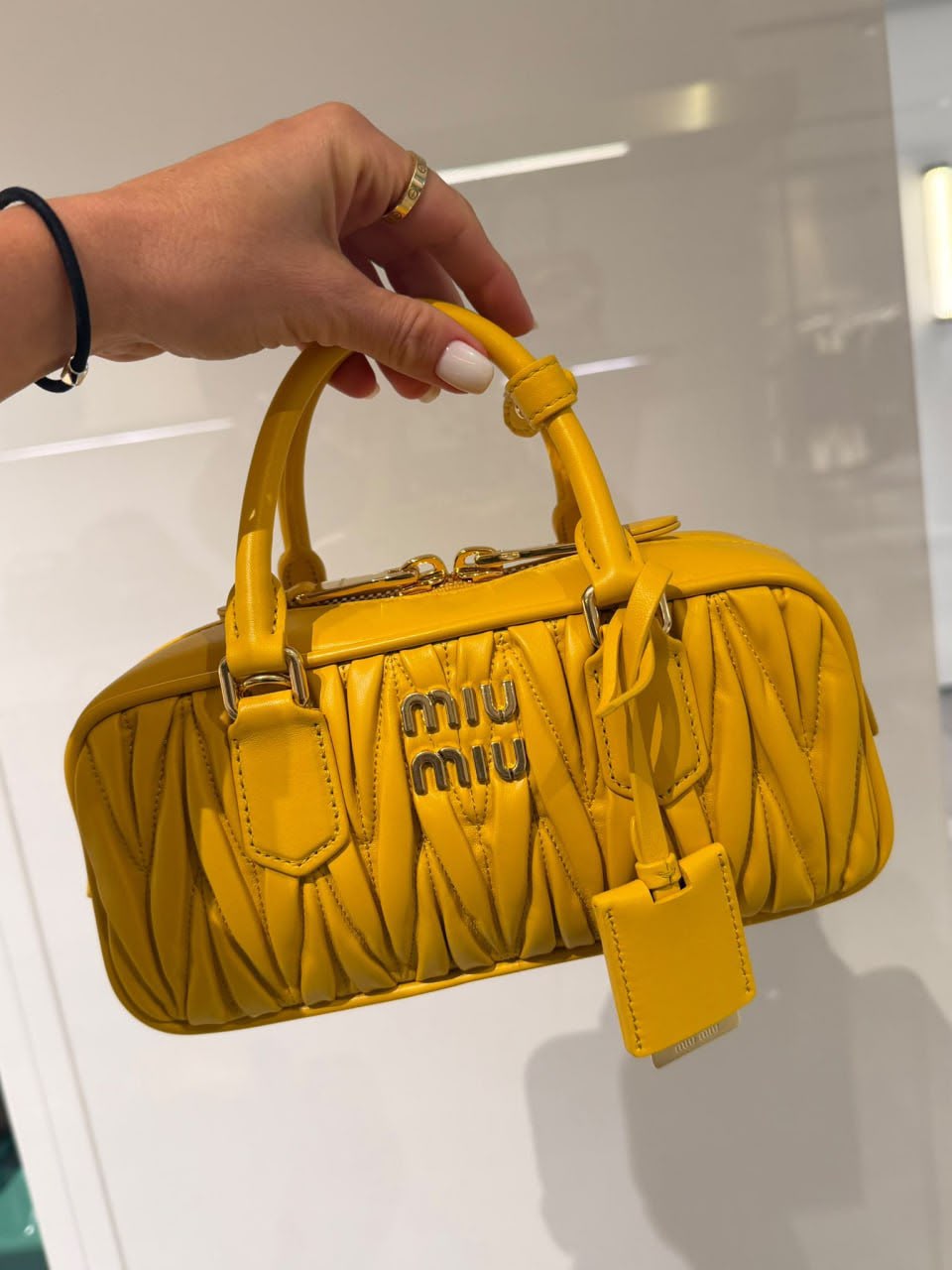 Miu Wander Matelassé Nappa Leather Mini Bag