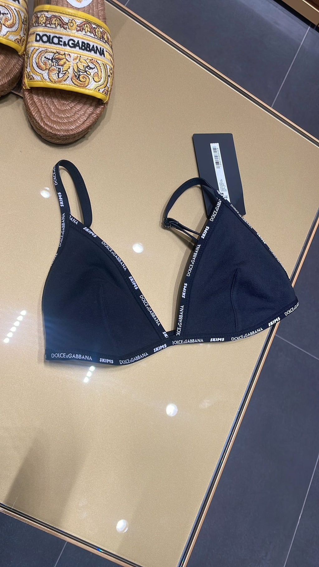 Lace Bralette with Logo Band