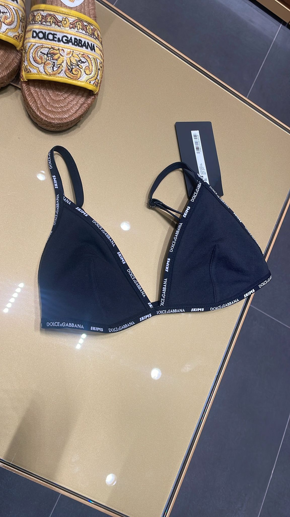 Lace Bralette with Logo Band
