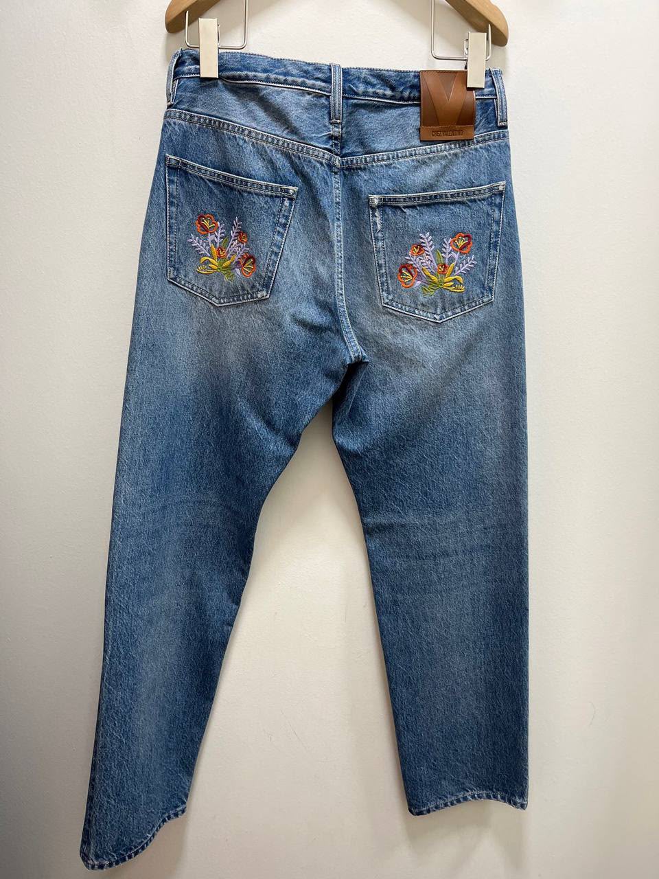 Embroidered and Embellished Straight-Leg Jeans