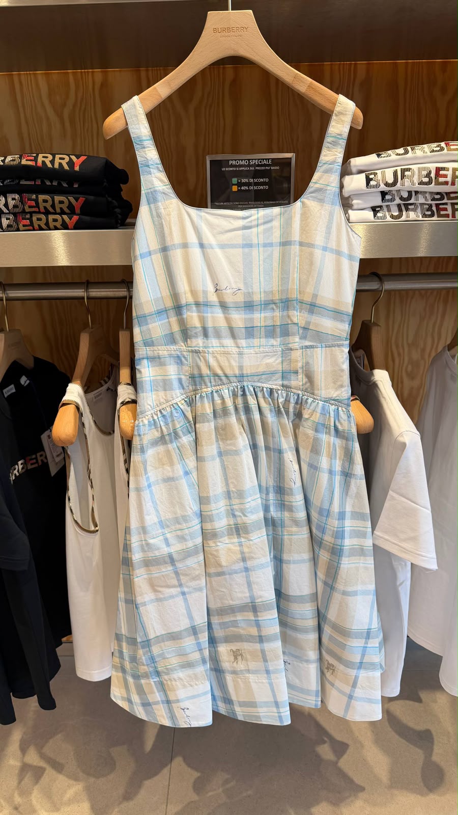 Check Cotton Poplin Sleeveless Dress