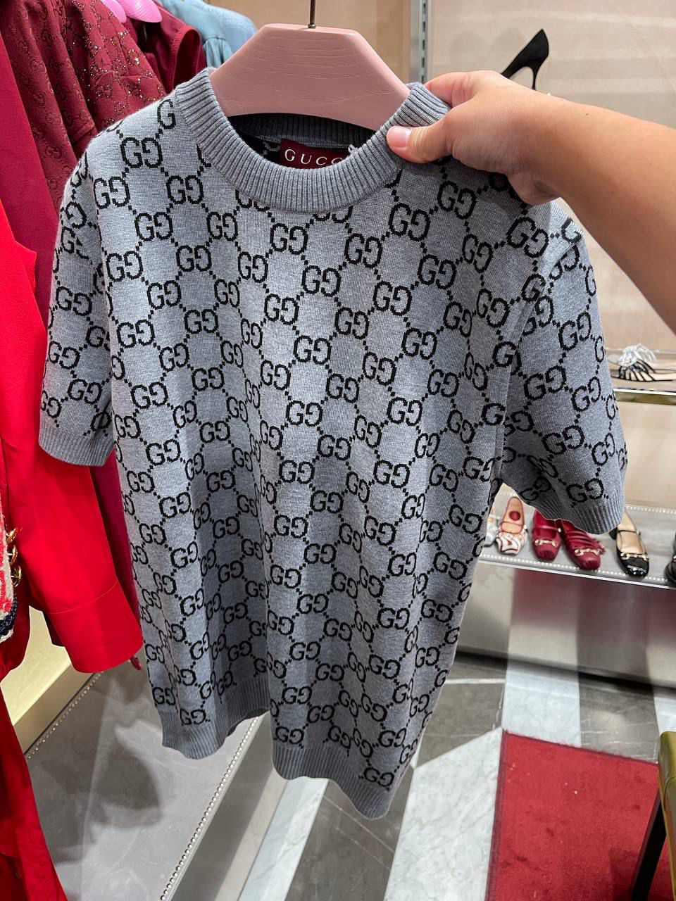 GG Jacquard Short-Sleeve Sweater