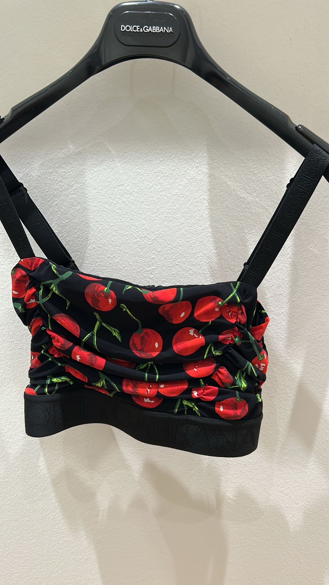Cherry Print Ruched Crop Top