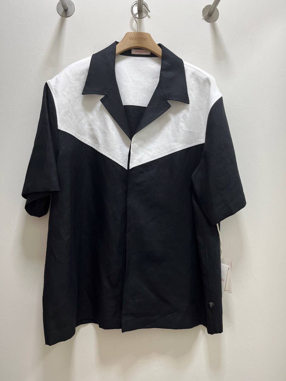 Color-Block Linen Bowling Shirt