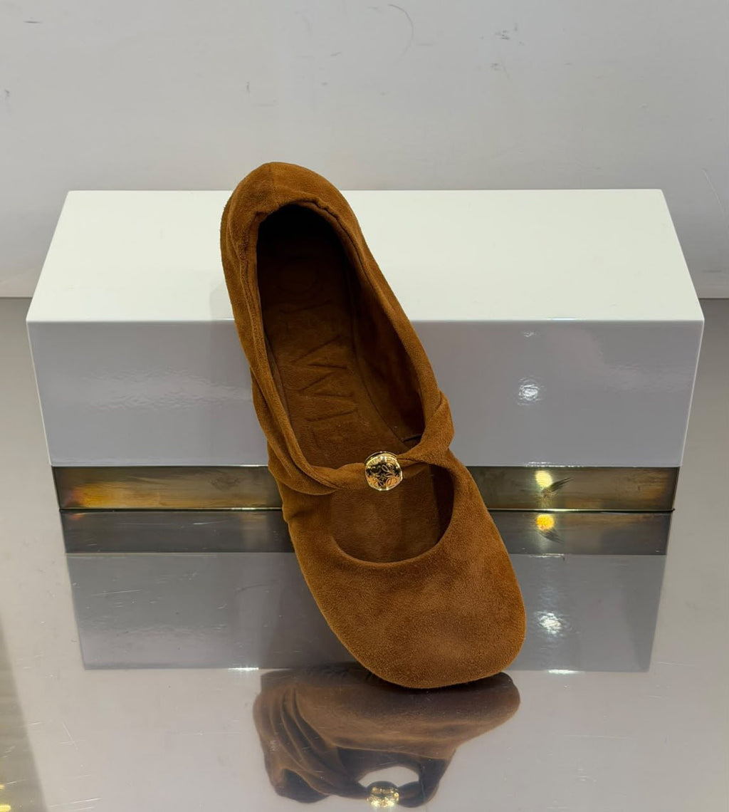Leather Ballet Flats with Metal Detail