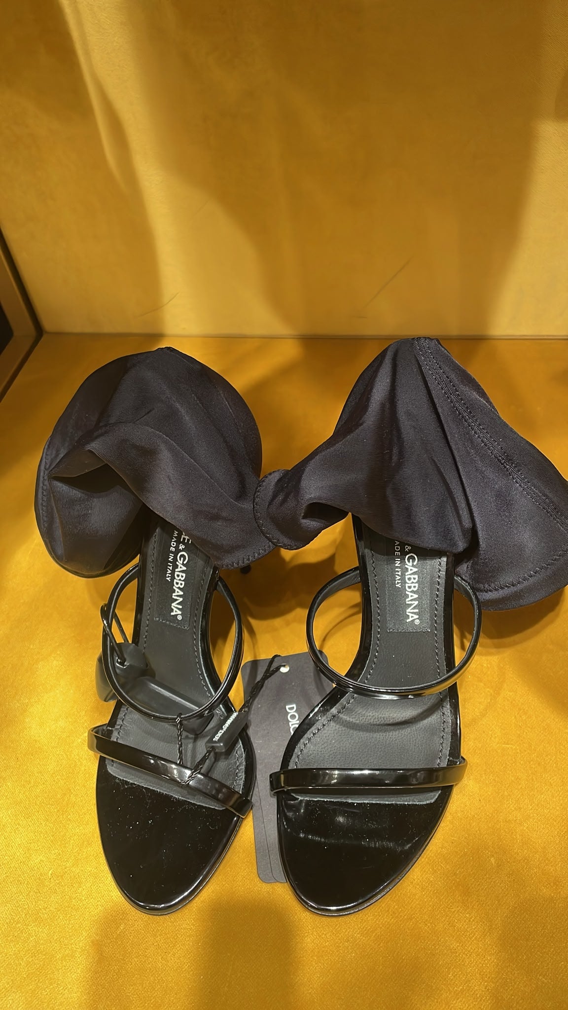 Stretch Satin Sandals with Bow Detail