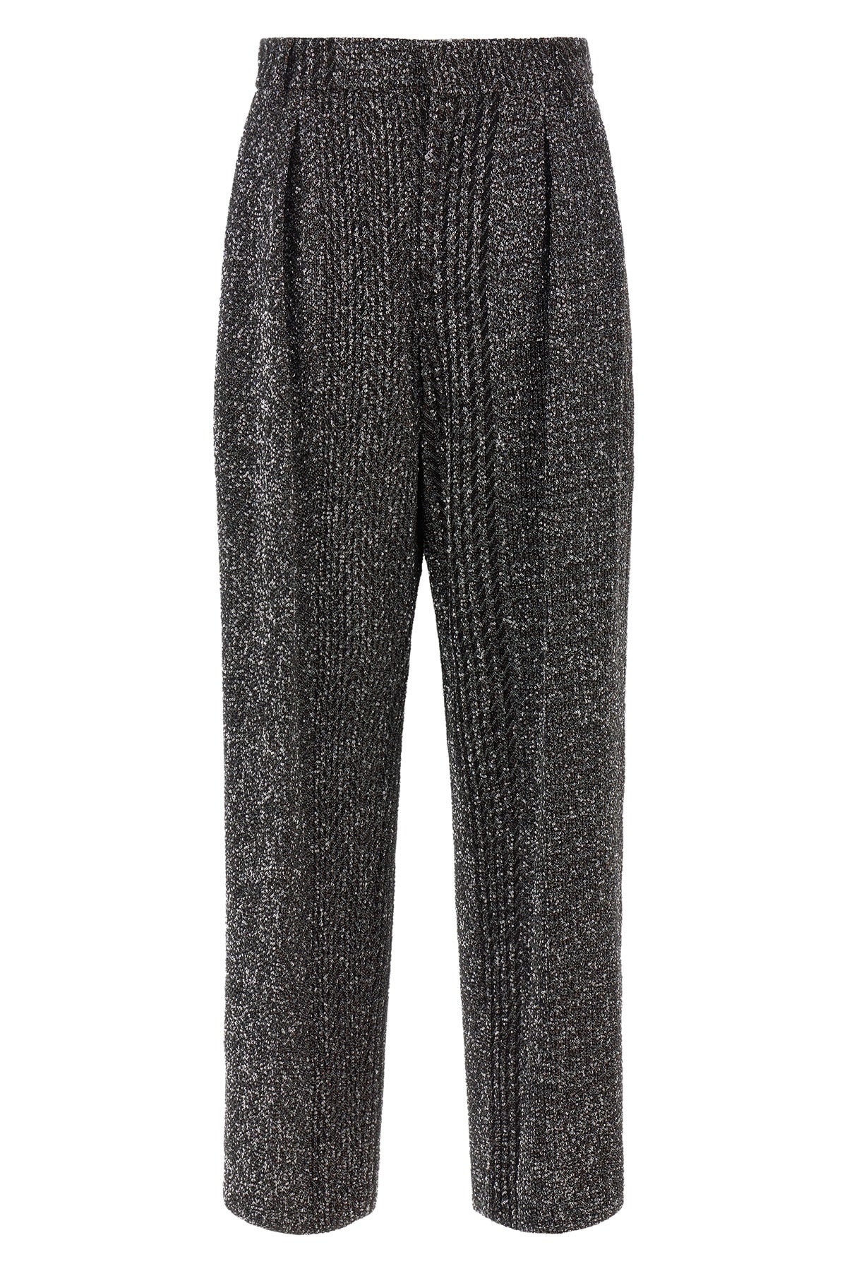Lamé and sequin yarn pants