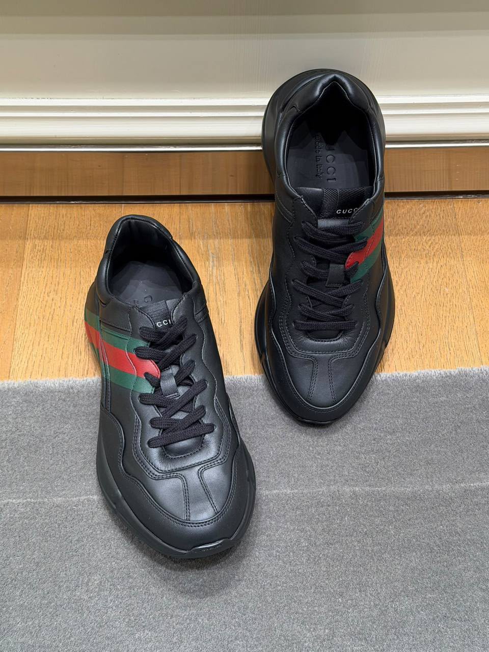 Rhyton Leather Sneaker with Web