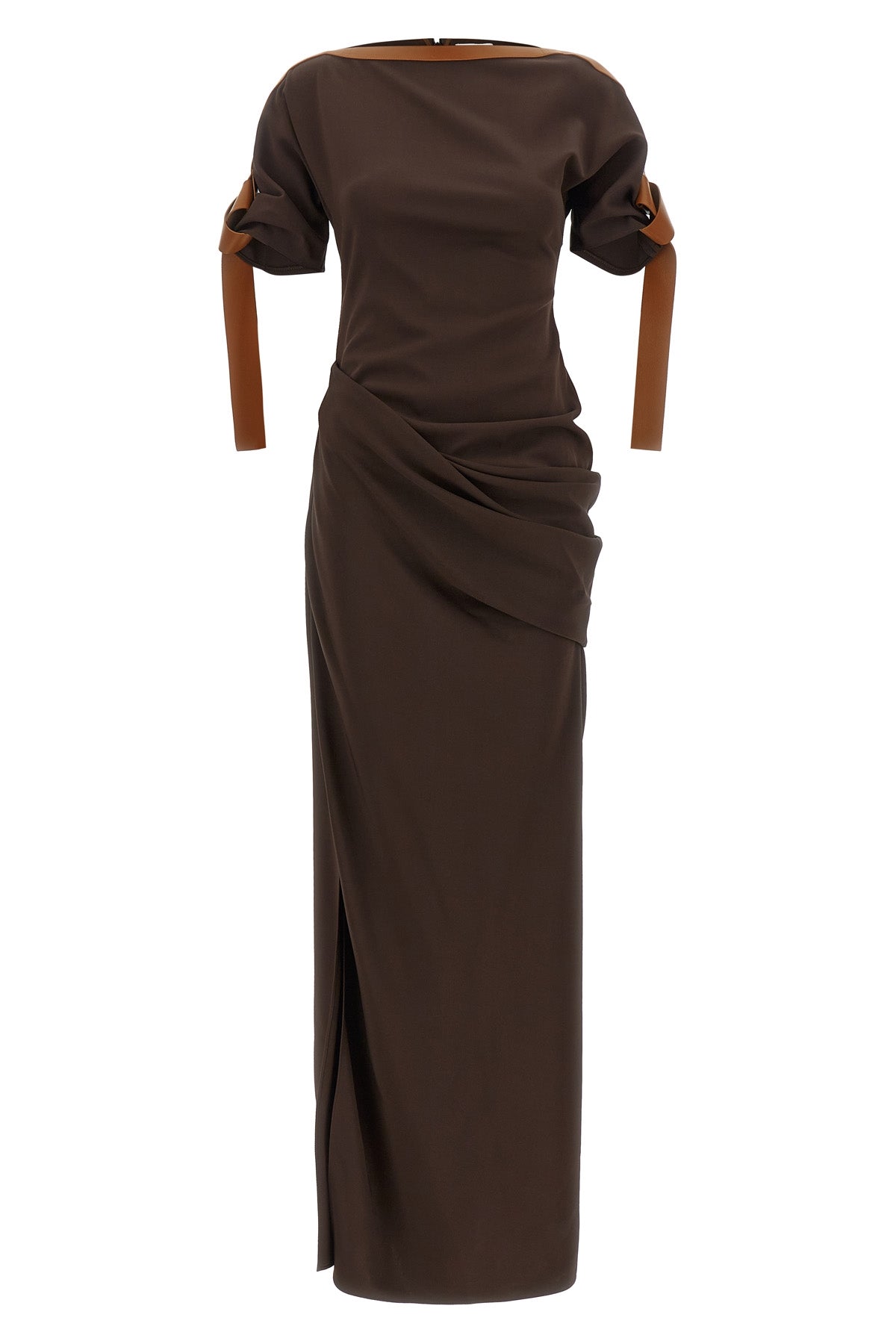 Dress with leather straps
