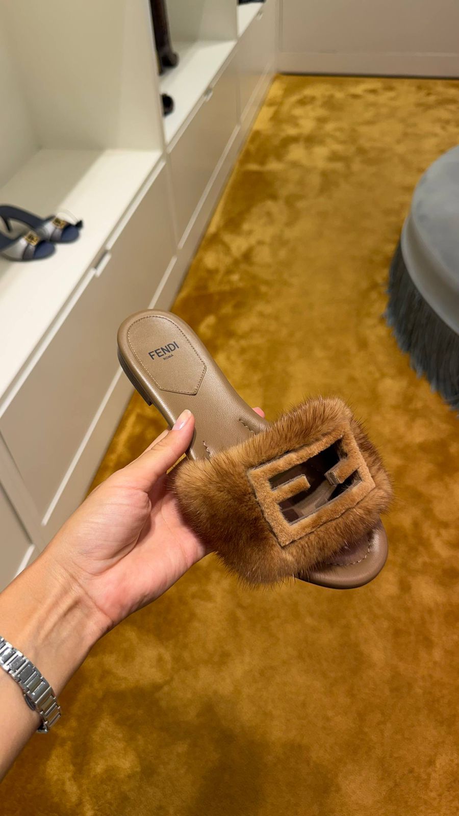 Mink Fur Slide Sandals
