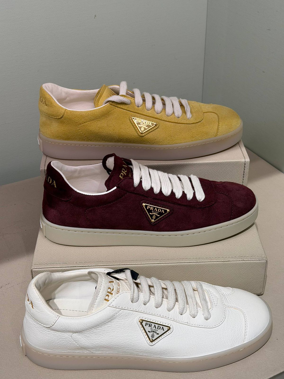 Suede and Leather Sneakers with Triangle Logo