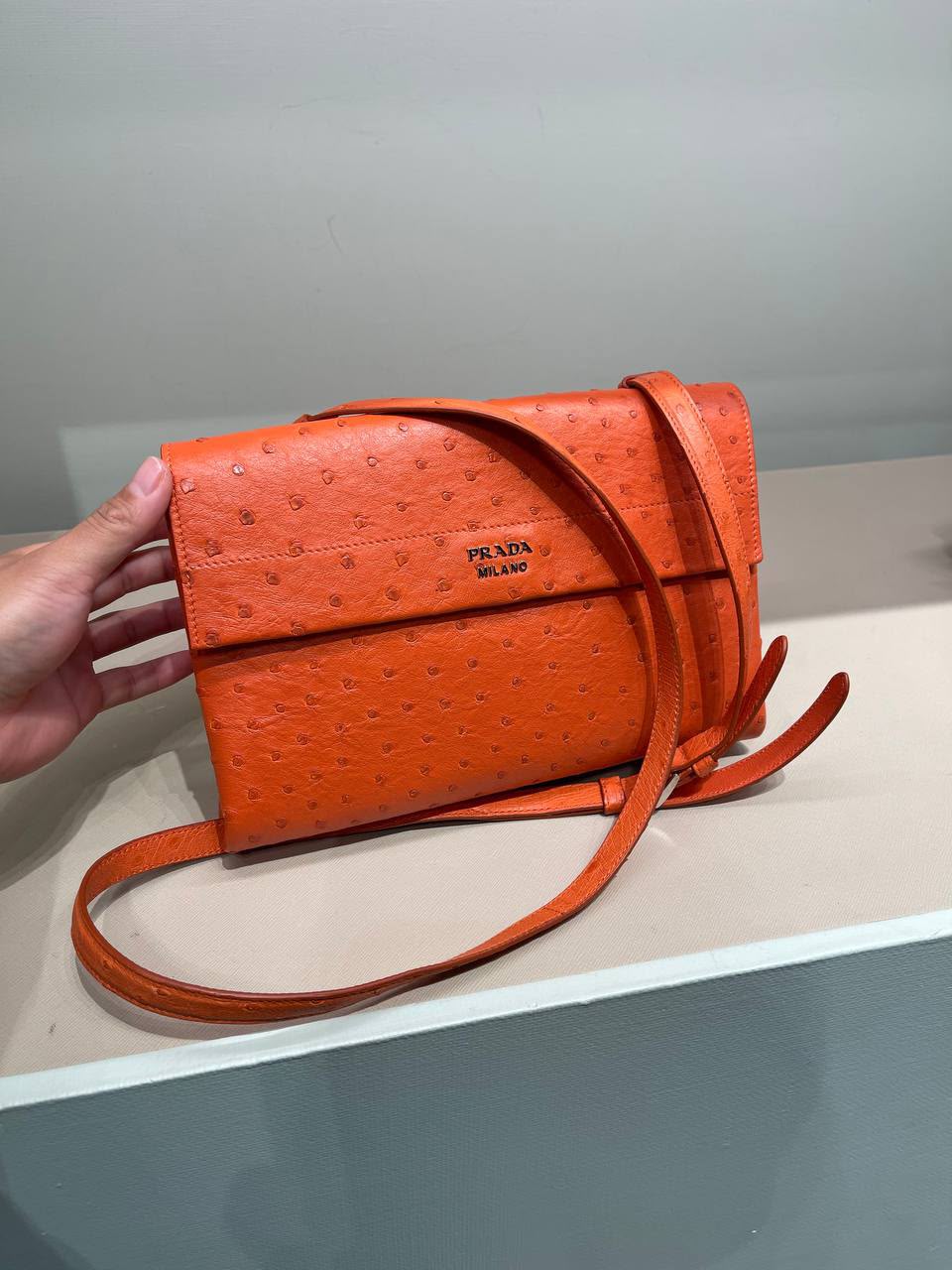 Ostrich Leather Shoulder Bag