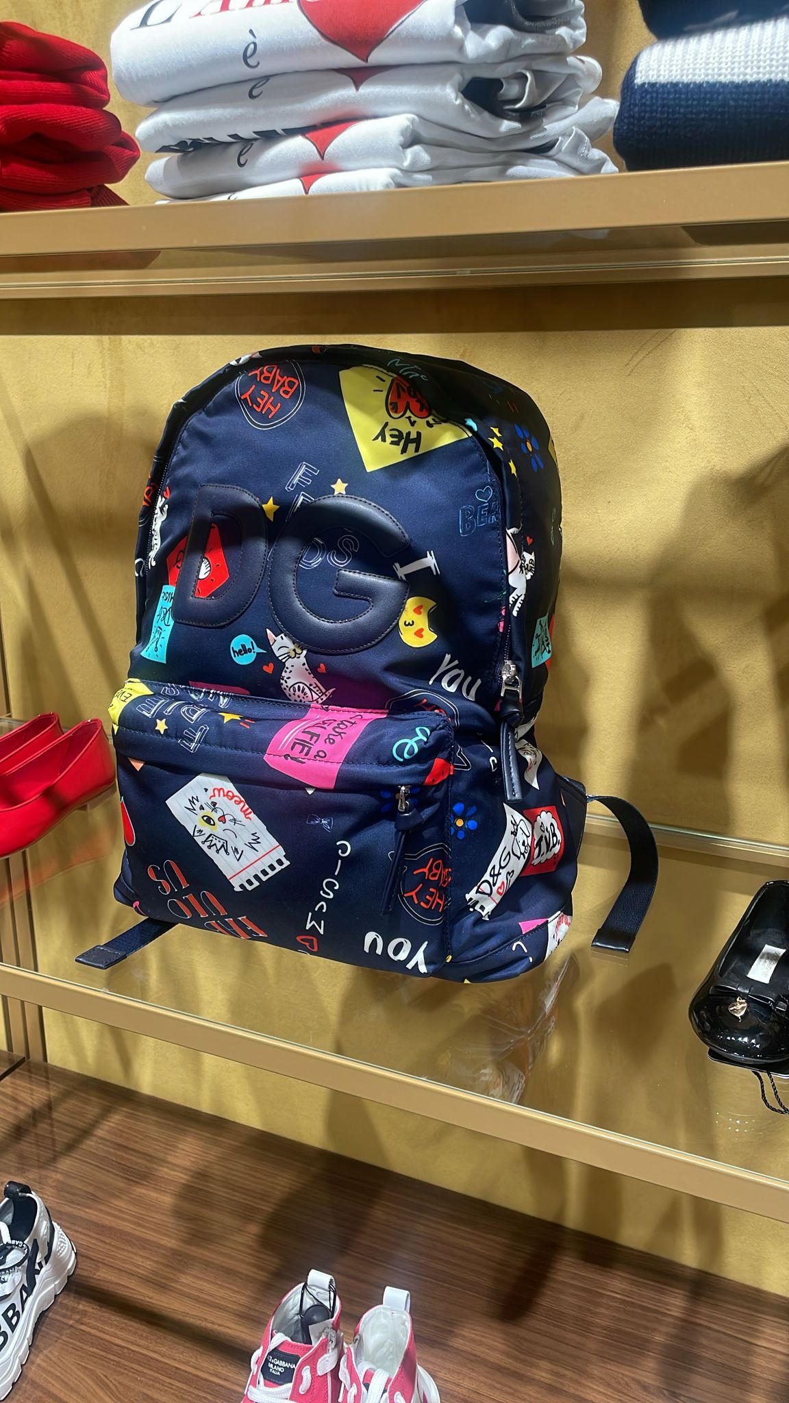 DG Logo Nylon Backpack with Graffiti Print