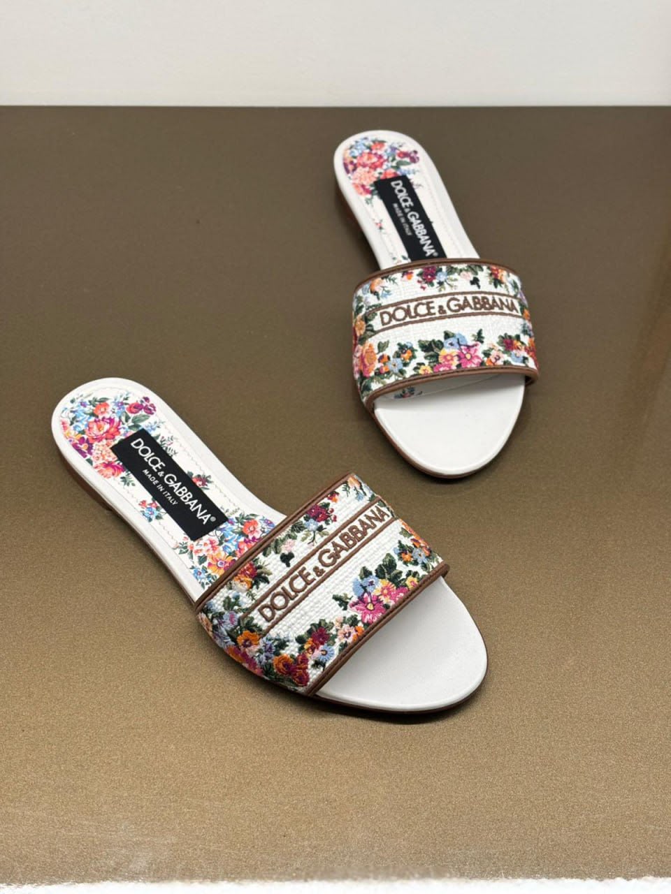 Floral Print Canvas Slides