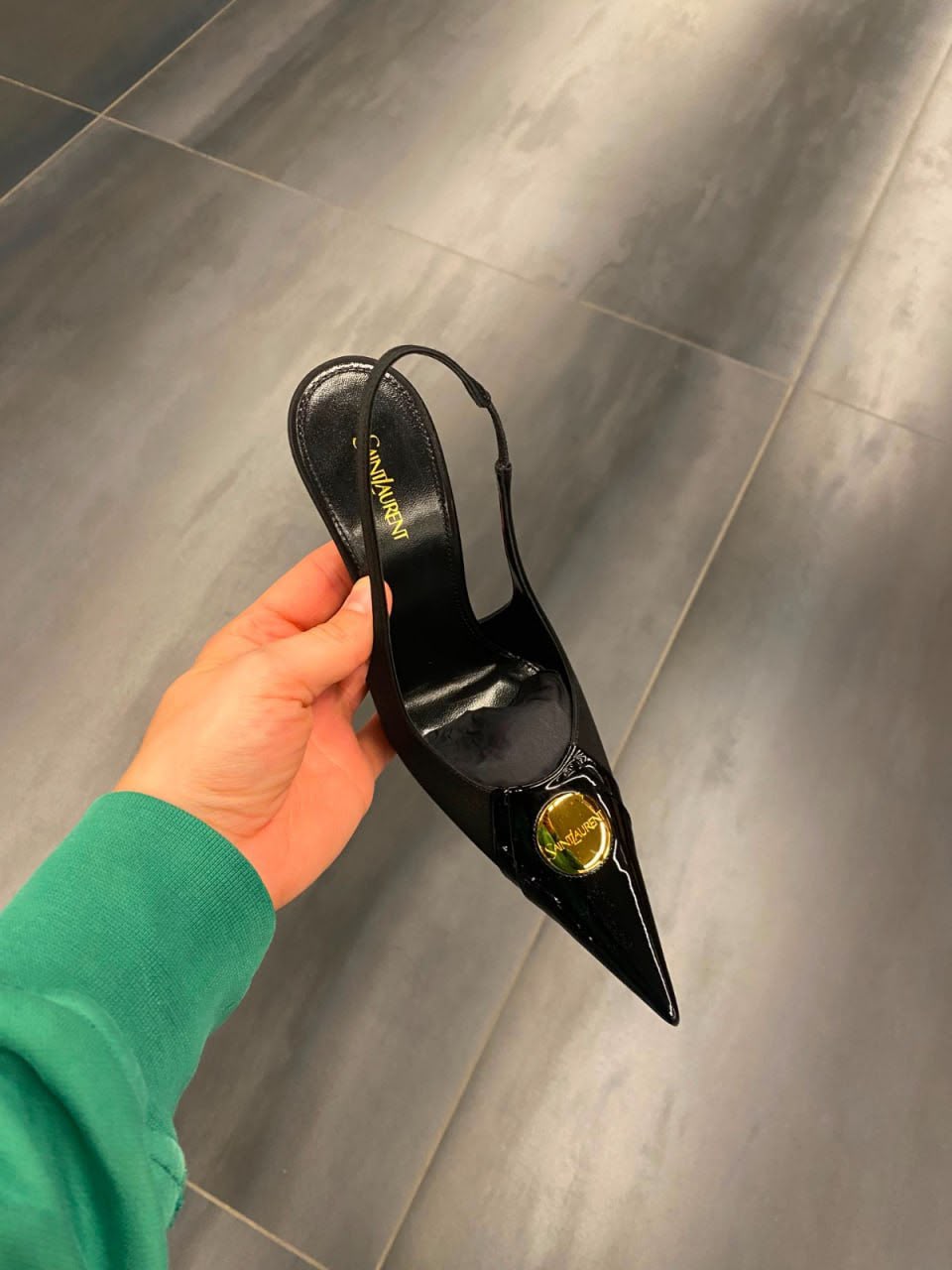 Blade Slingback Pumps in Patent Leather