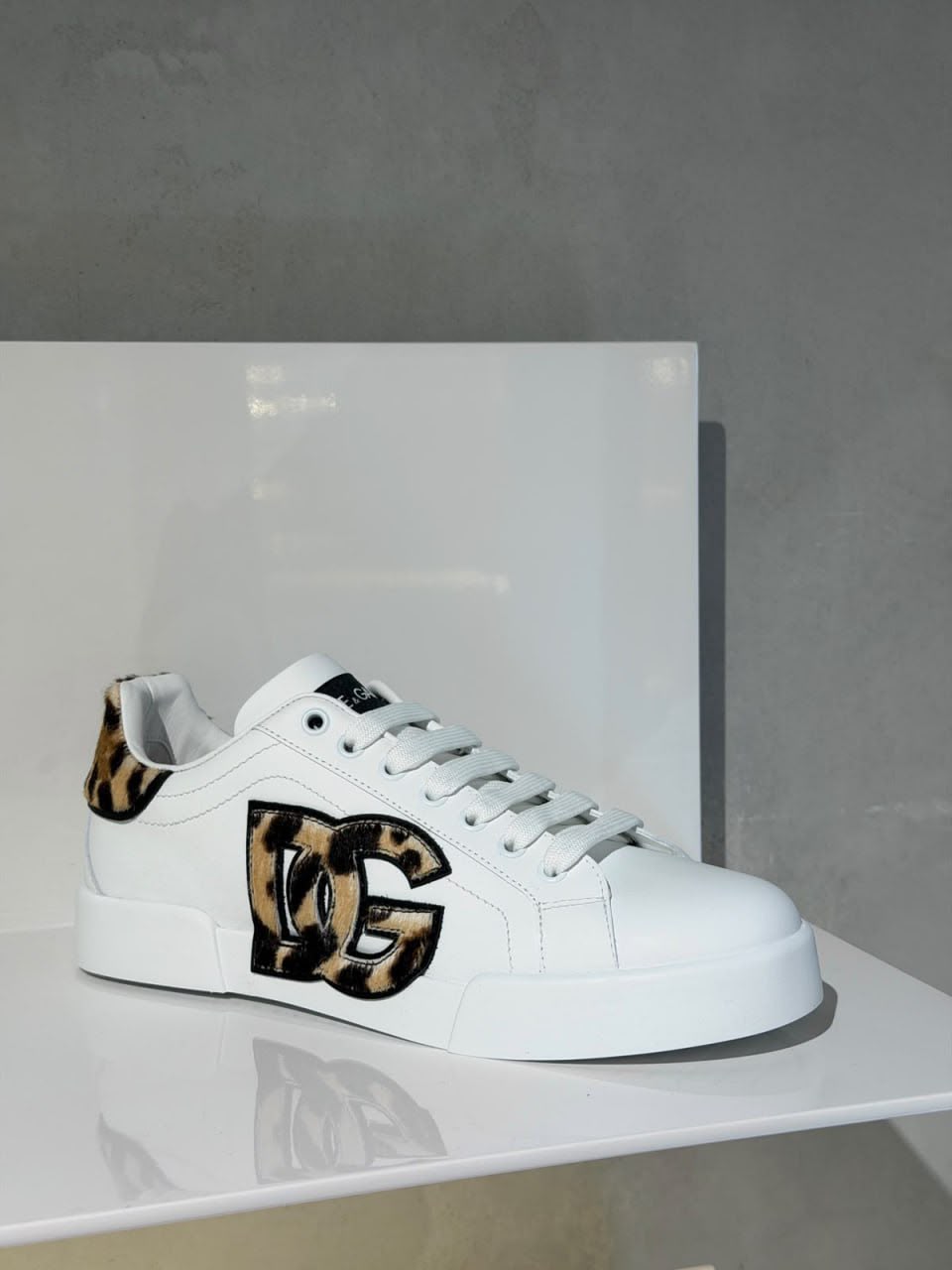 Portofino sneakers with leopard-print DG logo