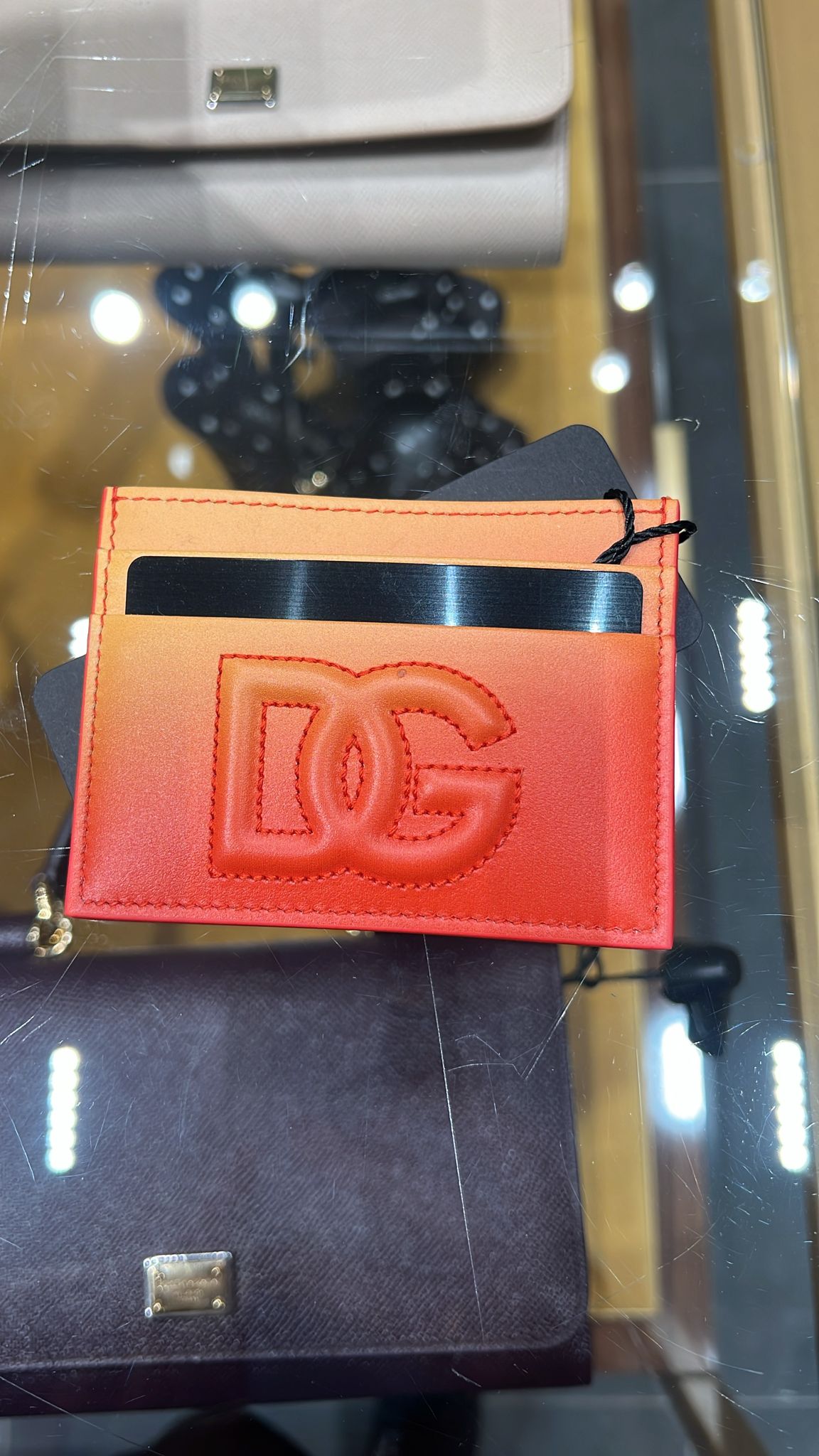 DG Logo Card Holder in Printed Dauphine Calfskin