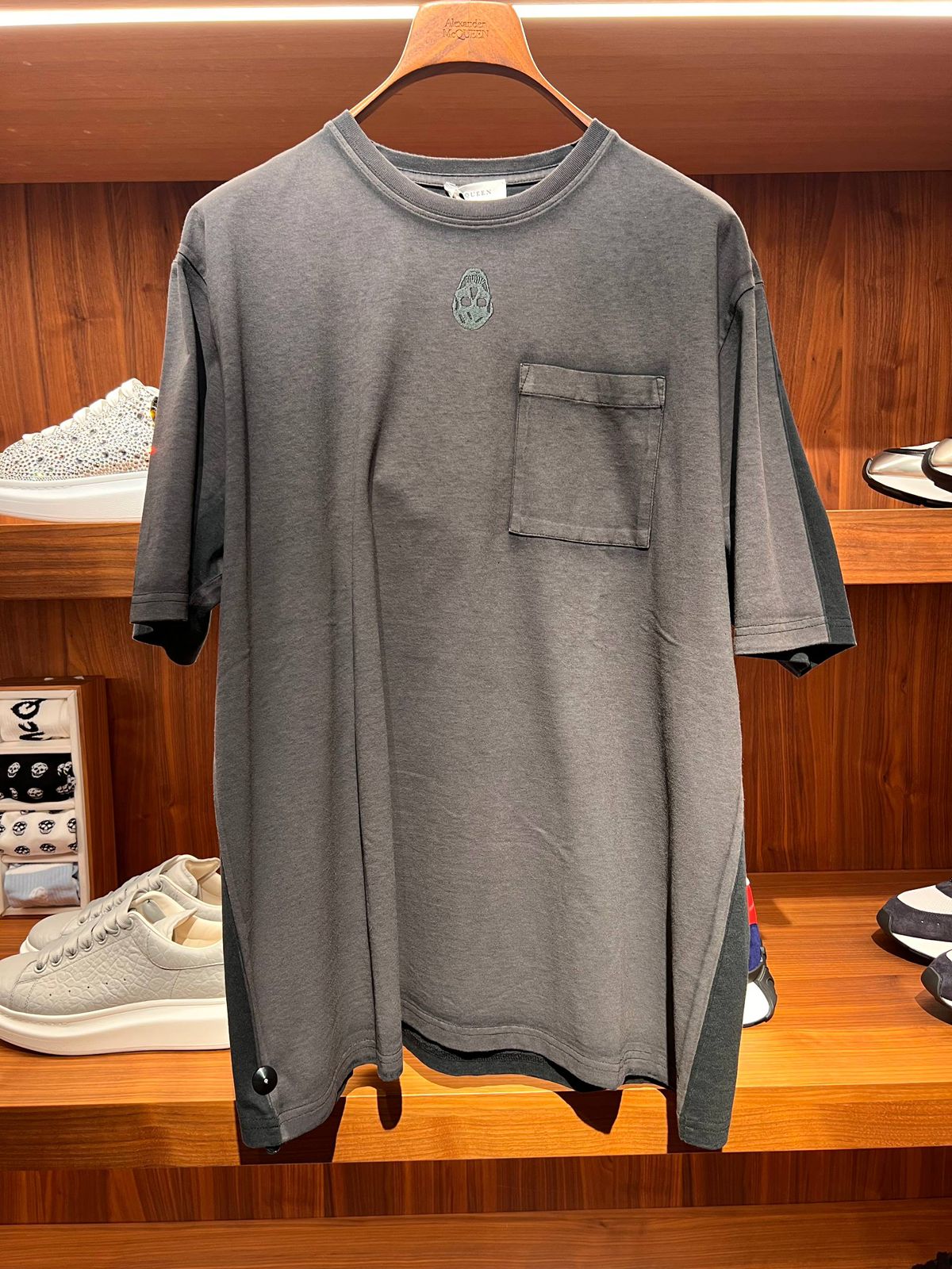 Skull Embroidered Pocket T-Shirt
