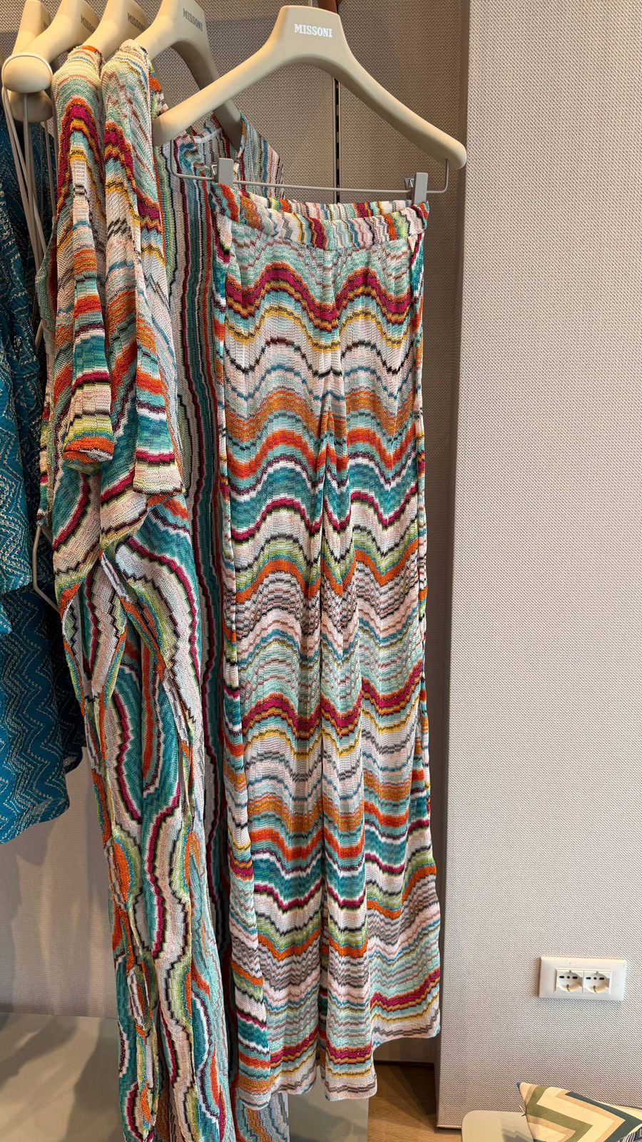 Zigzag Knit Wide-Leg Trousers