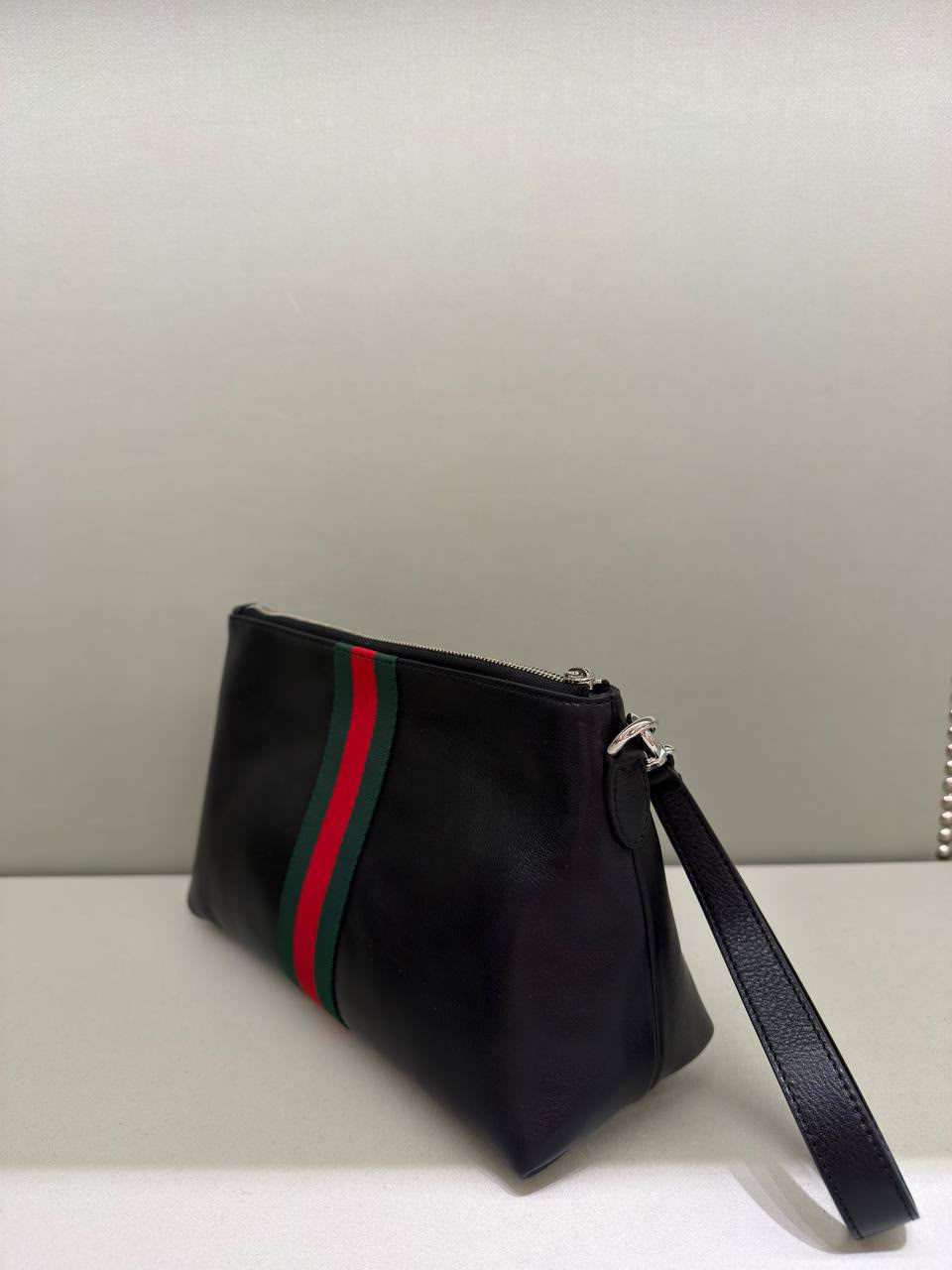 Web Stripe Leather Pouch