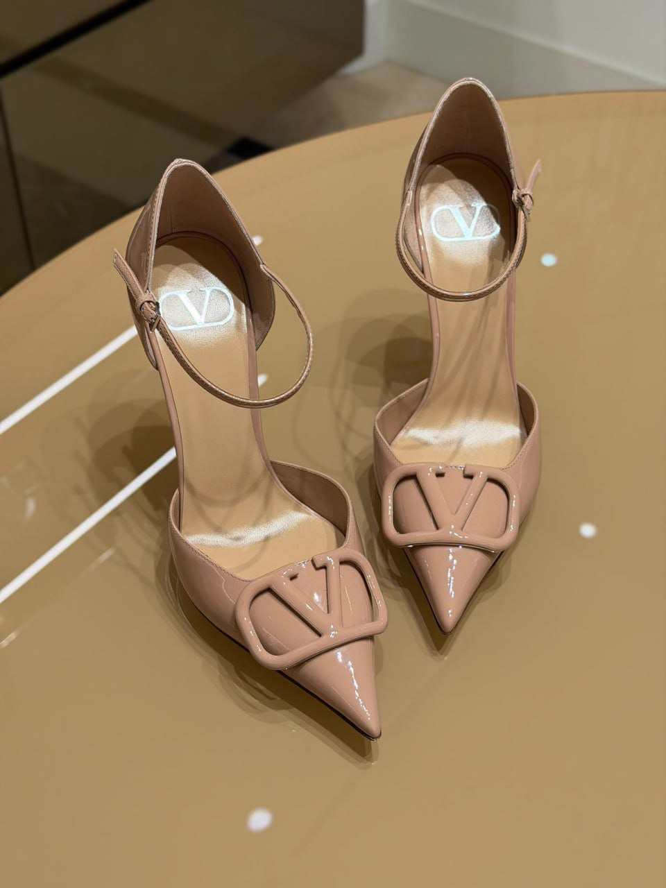 VLogo Signature Patent Leather T-Strap Pump