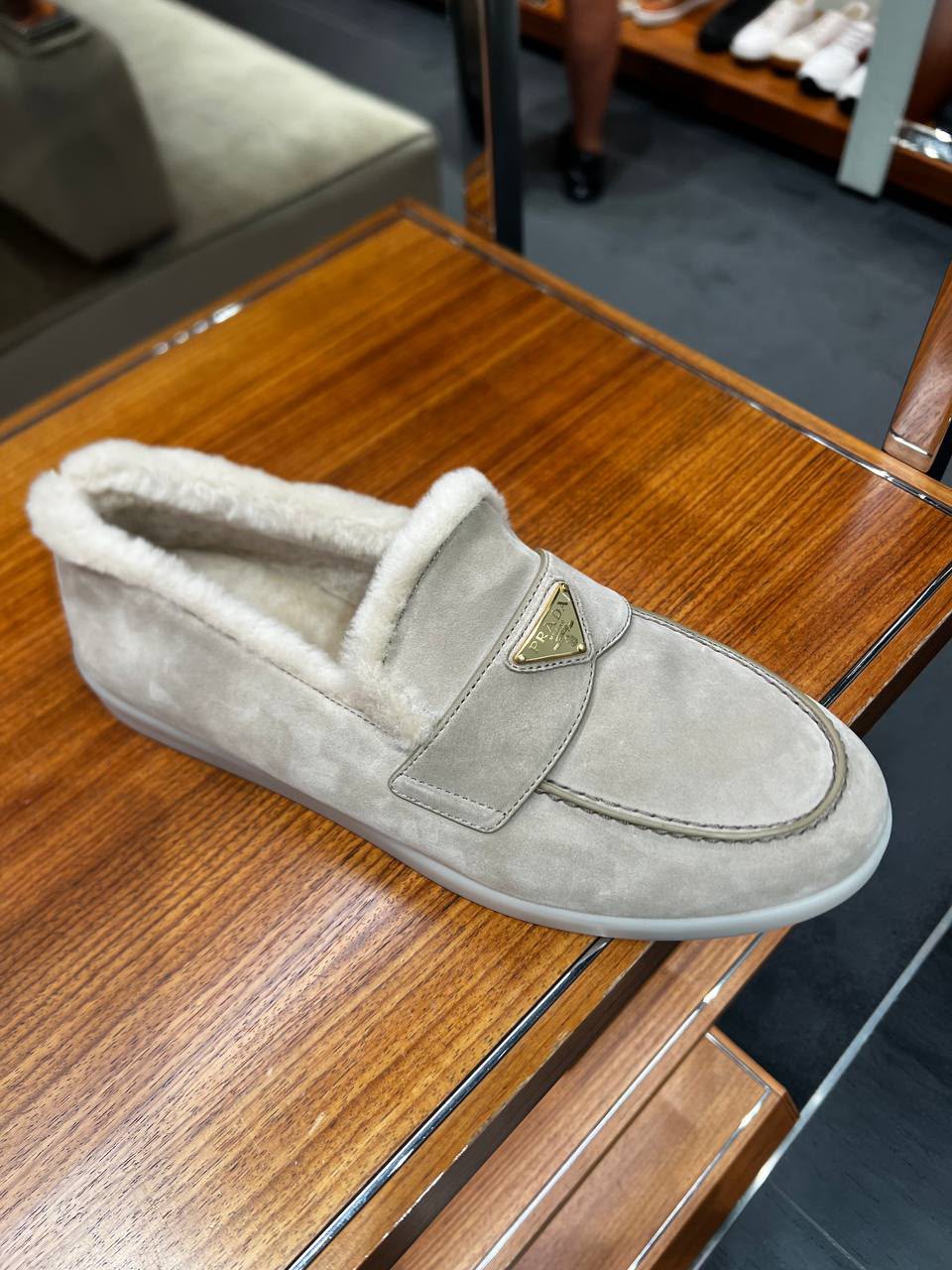 Shearling-Lined Suede Loafers