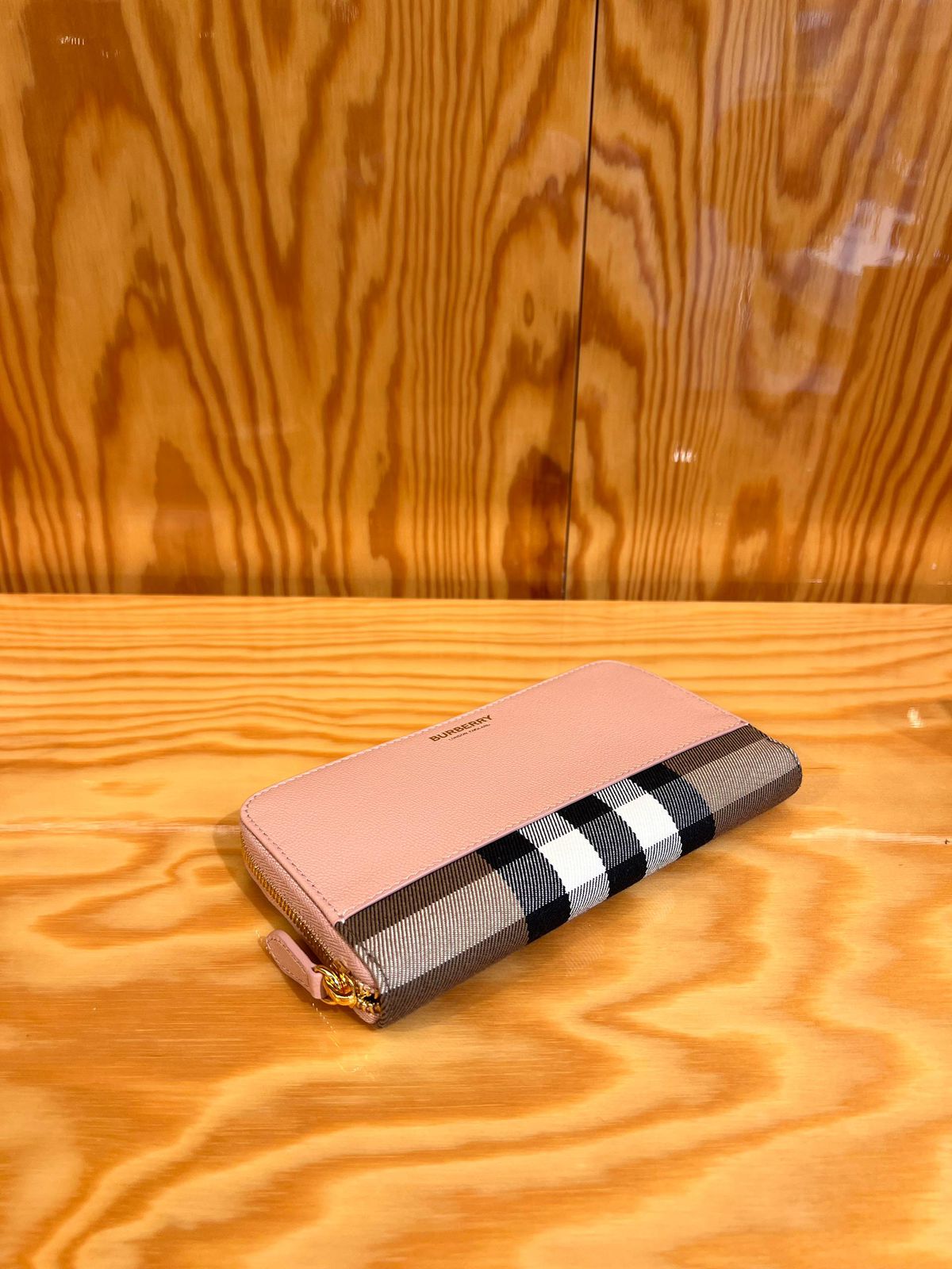 Check and Leather Continental Wallet