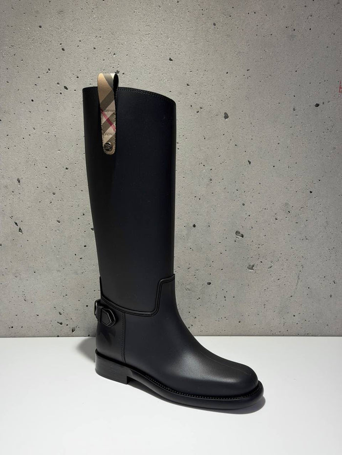 Check Detail Rubber Rain Boots